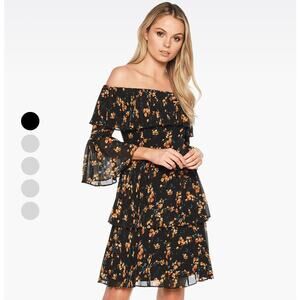 Bardot Womens floral off the shoulder tiered dress US 6 S